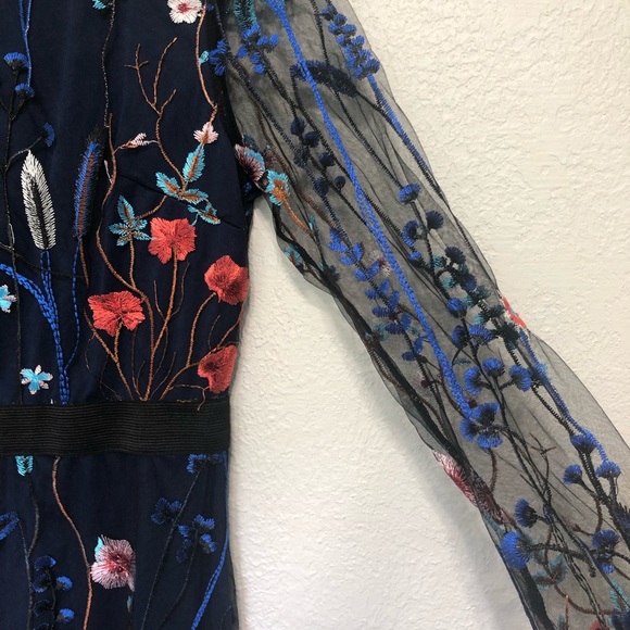 CBR Sheer Long Sleeve Floral Dress Size Large - Picture 4 of 12